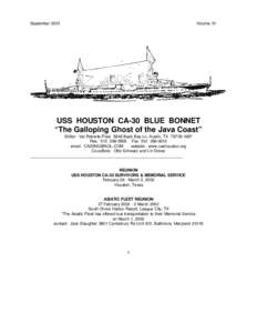 September[removed]Volume 31 USS HOUSTON CA-30 BLUE BONNET “The Galloping Ghost of the Java Coast”