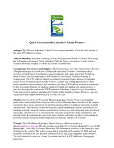 Microsoft Word - Quick Facts about the Lakeshore Nature Preserve 2011.doc