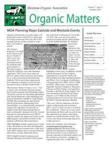 Montana Organic Association  Volume 7, Issue 3 SummerOrganic Matters