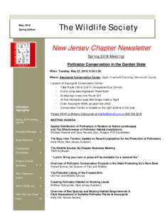 The Wildlife Society  May, 2018 Spring Edition  New Jersey Chapter Newsletter
