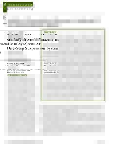 IJPC  PEER REVIEWED Stability of Metronidazole Benzoate in SyrSpend SF One-Step Suspension System