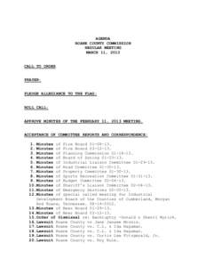 AGENDA ROANE COUNTY COMMISSION REGULAR MEETING MARCH 11, 2013 CALL TO ORDER PRAYER: