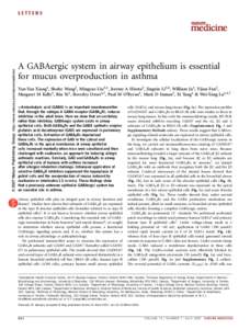 © 2007 Nature Publishing Group http://www.nature.com/naturemedicine  LETTERS A GABAergic system in airway epithelium is essential for mucus overproduction in asthma