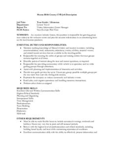Macon-Bibb County CVB Job Description Job Title: Department: Report To: FLSA Status: