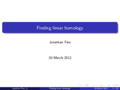 Finding linear homology Jonathan Fine 30 March[removed]Jonathan Fine ()