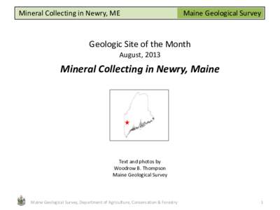 Mineral Collecting in Newry, ME  Maine Geological Survey Geologic Site of the Month August, 2013