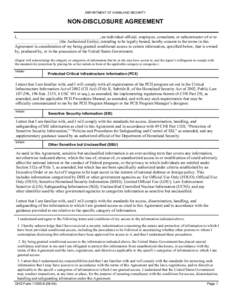 Non-Disclosure Agreement for Sensitive But Unclassified Information