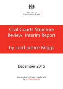 Civil Courts Structure Review: Interim Report by Lord Justice Briggs December 2015 Comments on this report may be sent