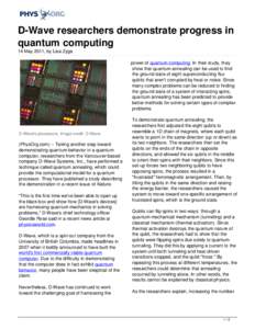D-Wave researchers demonstrate progress in quantum computing