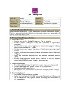Job Description Doc. No. SE-01  Revision