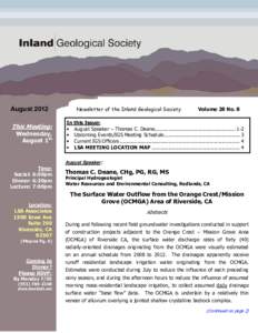 August 2012 This Meeting: Wednesday, August 1st  Newsletter of the Inland Geological Society