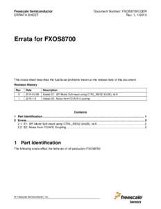 Freescale Semiconductor ERRATA SHEET Document Number: FXOS8700CQER Rev. 1, 1/2015