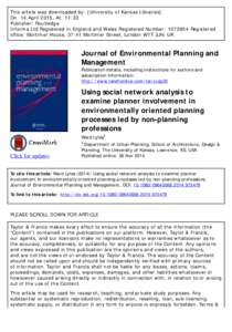 This article was downloaded by: [University of Kansas Libraries] On: 14 April 2015, At: 11:33 Publisher: Routledge Informa Ltd Registered in England and Wales Registered Number: Registered office: Mortimer House,