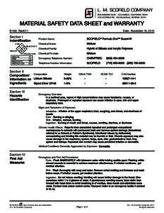 L. M. SCOFIELD COMPANY 6533 BANDING BLVD. LOS ANGELS, CALIFORNIASCOFIELD RD. DOUGLASVILLE, GEORGIAMATERIAL SAFETY DATA SHEET and WARRANTY B-450 Rev6/11