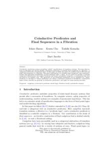 MFPSCoinductive Predicates and Final Sequences in a Fibration Ichiro Hasuo