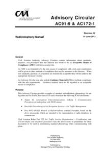 Advisory Circular AC91-9 & AC[removed]Rev 10, Radiotelephony Manual