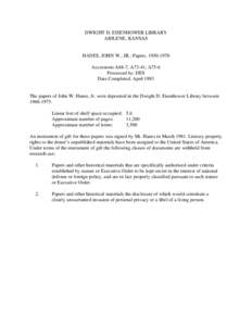 Microsoft Word - HANES, JOHN W.  Papers, [removed]doc