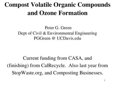 Compost Volatile Organic Compounds and Ozone Formation