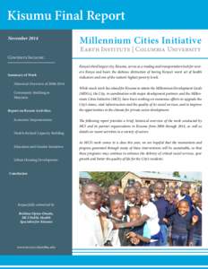 Kisumu Final Report November 2014 Millennium Cities Initiative Earth Institute | Columbia University