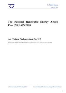 An Taisce Energy June 25th 2010 The National Renewable Energy Action Plan (NREAP) 2010