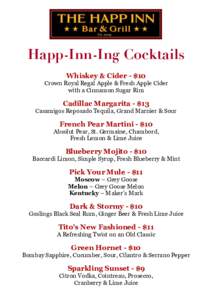 Happ-Inn-Ing Cocktails Whiskey & Cider - $10 Crown Royal Regal Apple & Fresh Apple Cider with a Cinnamon Sugar Rim