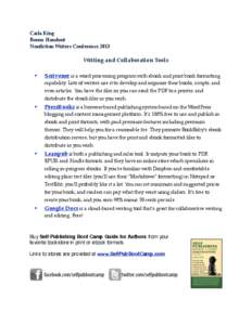 Self-Publishing Boot Camp - List of Collaboration Tools