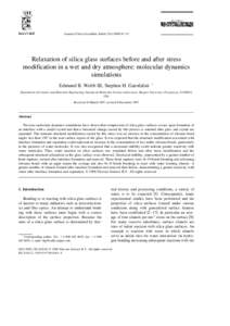 Journal of Non-Crystalline Solids 226 Ž[removed]–57  Relaxation of silica glass surfaces before and after stress