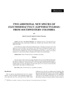 LYNCH, J. D. & A. M. SUÁREZ-MAYORGA: TWO ADDITIONAL SPECIES OF ELEUTHERODACTYLUS[removed]