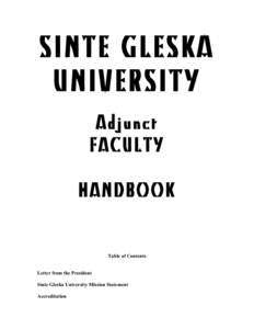 SINTE GLESKA UNIVERSITY Adjunct FACULTY HANDBOOK