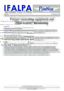 14POS27  11 February 2014 Fatigue measuring equipment and Pilot Activity Monitoring