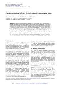 BIO Web of Conferences 3, DOI: bioconfc Owned by the authors, published by EDP Sciences, 2014   Precision viticulture in Brazil: Current research status on wine grape