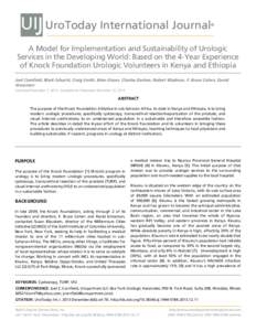 UIJ UroToday International Journal  ® A Model for Implementation and Sustainability of Urologic Services in the Developing World: Based on the 4-Year Experience