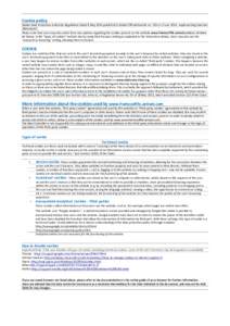 Cookie	policy (Italian	Data	Protection	Authority	Regulations	dated	8	May	2014	published	in	Italian	Official	Gazette	no.	126	on	3	June	2014,	implementing	Directive	 EC)