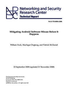 Networking and Security Research Center Technical Report NAS-TRMitigating Android Software Misuse Before It