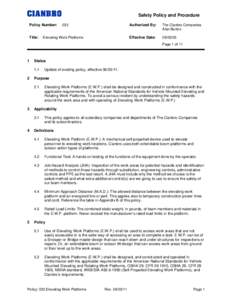 Safety Policy and Procedure Policy Number: Title: 033