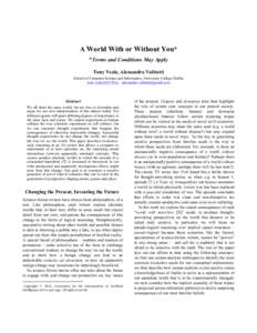 A World With or Without You* *Terms and Conditions May Apply Tony Veale, Alessandro Valitutti School of Computer Science and Informatics, University College Dublin [removed], [removed]