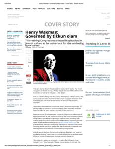 [removed]Henry Waxman: Governed by tikkun olam | Cover Story | Jewish Journal HOME