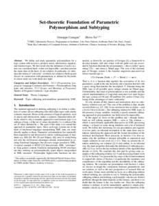 Set-theoretic Foundation of Parametric Polymorphism and Subtyping Giuseppe Castagna1