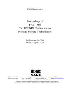 USENIX Association  Proceedings of FAST ’03: 2nd USENIX Conference on File and Storage Technologies