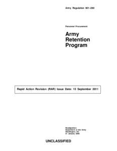Army Regulation 601–280  Personnel Procurement Army Retention
