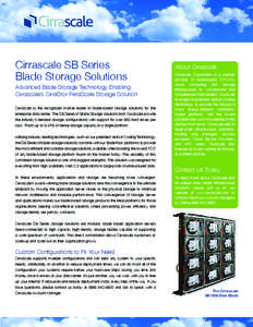Cirrascale SB Series Blade Storage Solutions Advanced Blade Storage Technology Enabling Cirrascale’s CirraStor PetaScale Storage Solution Cirrascale is the recognized market leader in blade-based storage solutions for 