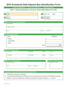 October 2014 UCP-120 Unclaimed Safe Deposit Box Identification Form