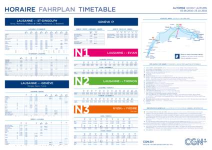 HORAIRE FAHRPLAN TIMETABLE  AUTOMNE HERBST AUTUMN - PLAN DES LIGNES KURSPLAN SAILINGS MAP