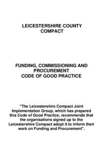 LEICESTERSHIRE COUNTY COMPACT