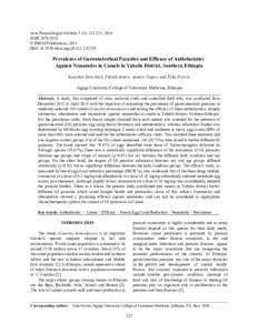 Acta Parasitologica Globalis 5 (3): , 2014 ISSN © IDOSI Publications, 2014 DOI: idosi.apgPrevalence of Gastrointestinal Parasites and Efficacy of Anthelmintics