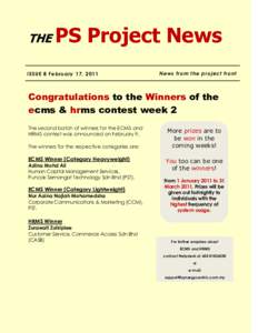 THE  PS Project News ISSUE 8 February 17, 2011