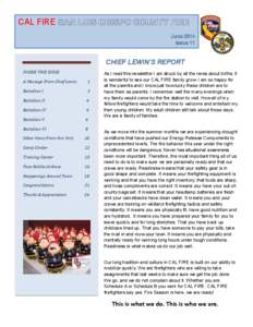 CAL FIRE  CHIEF LEWIN’S REPORT INSIDE THIS ISSUE A Message From Chief Lewin