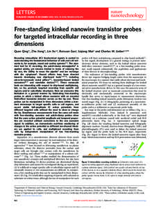 LETTERS PUBLISHED ONLINE: 15 DECEMBER 2013 | DOI: [removed]NNANO[removed]Free-standing kinked nanowire transistor probes for targeted intracellular recording in three dimensions