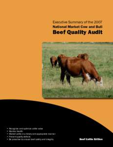 Executive Summary of the 2007 National Market Cow and Bull Beef Quality Audit  •	Recognize and optimize cattle value