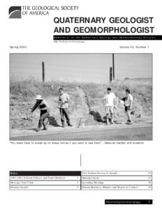 QUATERNARY GEOLOGIST AND GEOMORPHOLOGIST Newsletter of the Quaternary Geology and Geomorphology Division http://rock.geosociety.org/qgg  Spring 2002